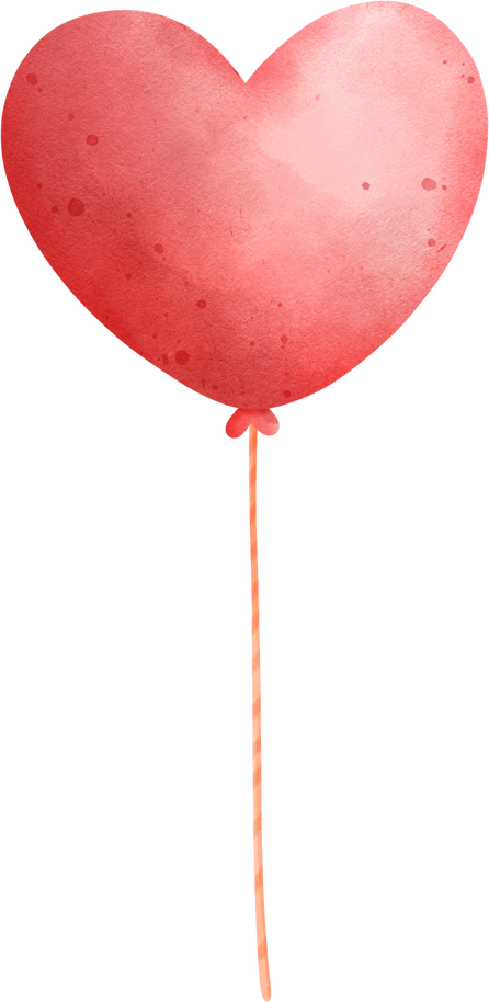 Heart balloon Valentine's day watercolor illustration